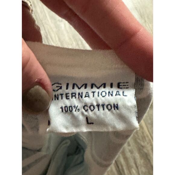 Vtg 90's Henley Tank Top Gimmie Women's Size Large Blue Stripe Beach Surf Cotton - Picture 5 of 6